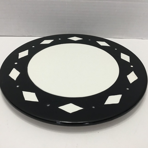 Vintage Bella Casa Black and White Ceramic Cake Plate by Ganz - Picture 1 of 6